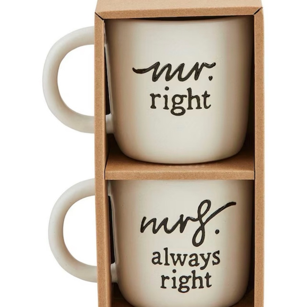 Mud Pie Mr. and Mrs. Right Mug Set - Cream